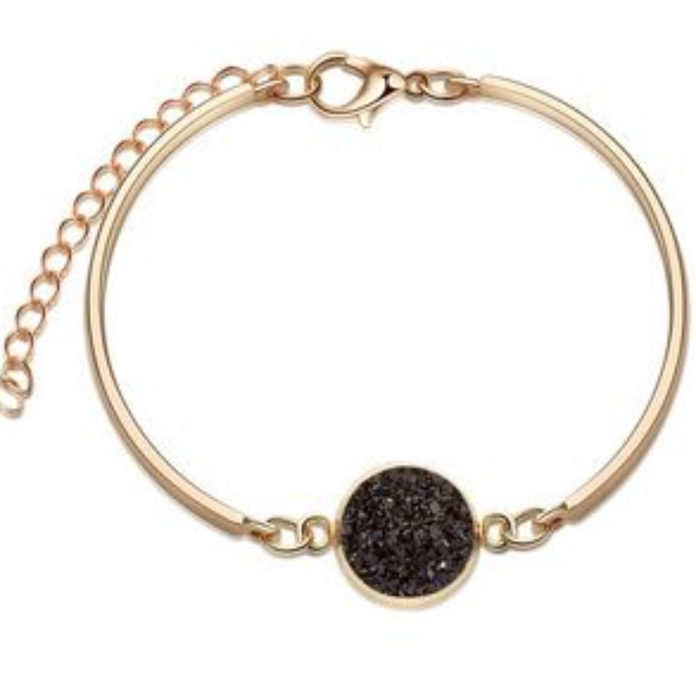 Gold and black faux druzy bracelet